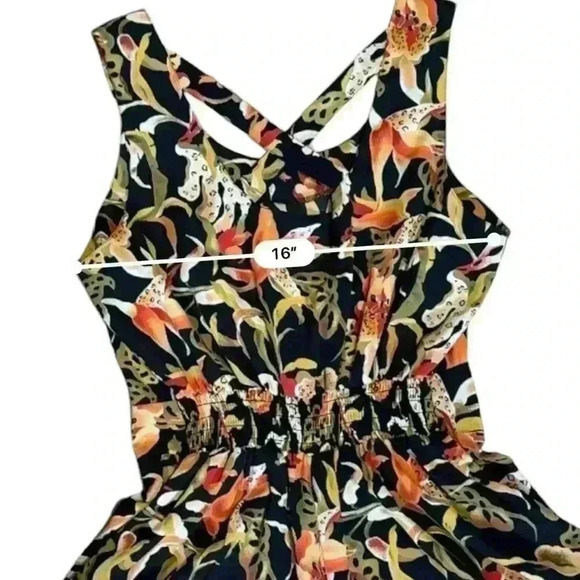 Kathie Lee Collection Vintage Romper 10 Floral Sleeveless Tropical Criss-Cross - Picture 8 of 11